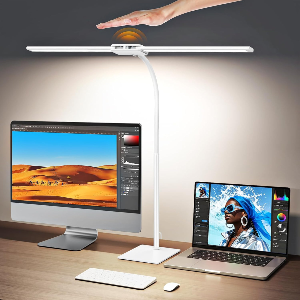 Syrinx LED Desk Lamp for Home Office, 18W 2000LM Dimmable Light, White