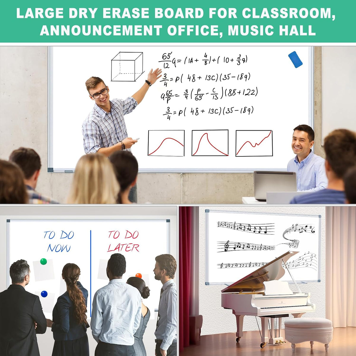 H-Qprobd Whiteboard Dry Erase White Board for Wall 60x40 (2pcs) Magnetic Boar...