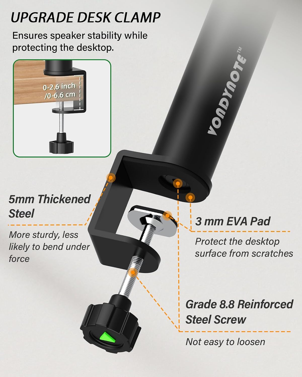 Vondynote Dual Side Clamp Desktop Studio Monitor Stands Against The Wall