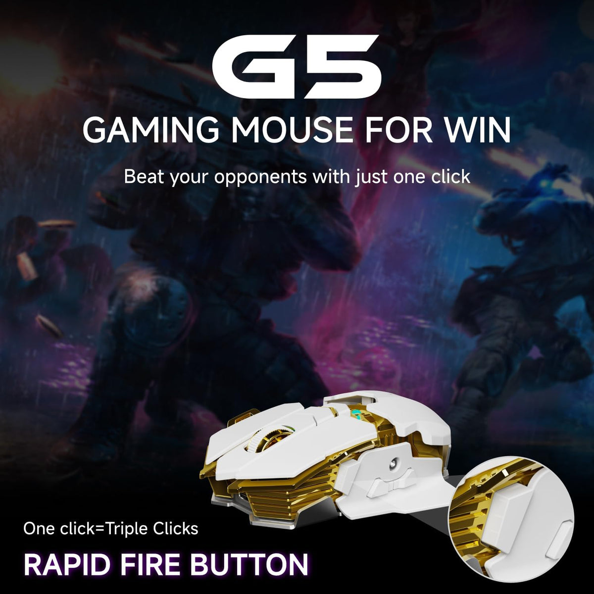 EWEADN G5 Tri-Mode Wireless Gaming Mouse, 12800 DPI Programmable Ergonomic Mo...
