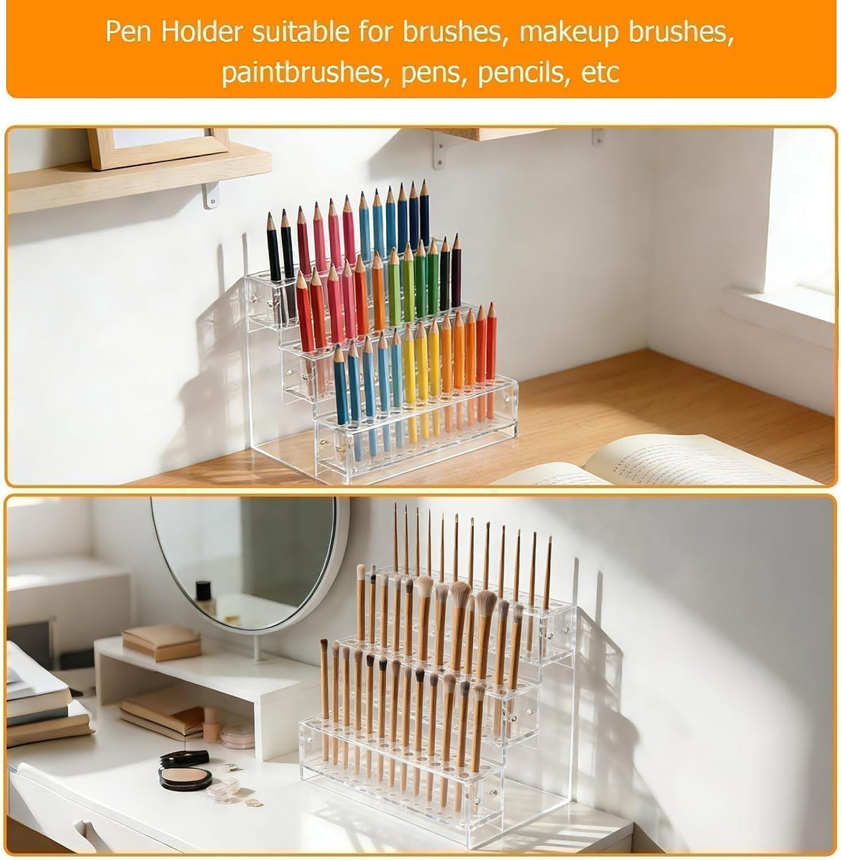 2pcs 144-Slots Pen Holder for Craft Shows,Acrylic Pen Display Stand Holders