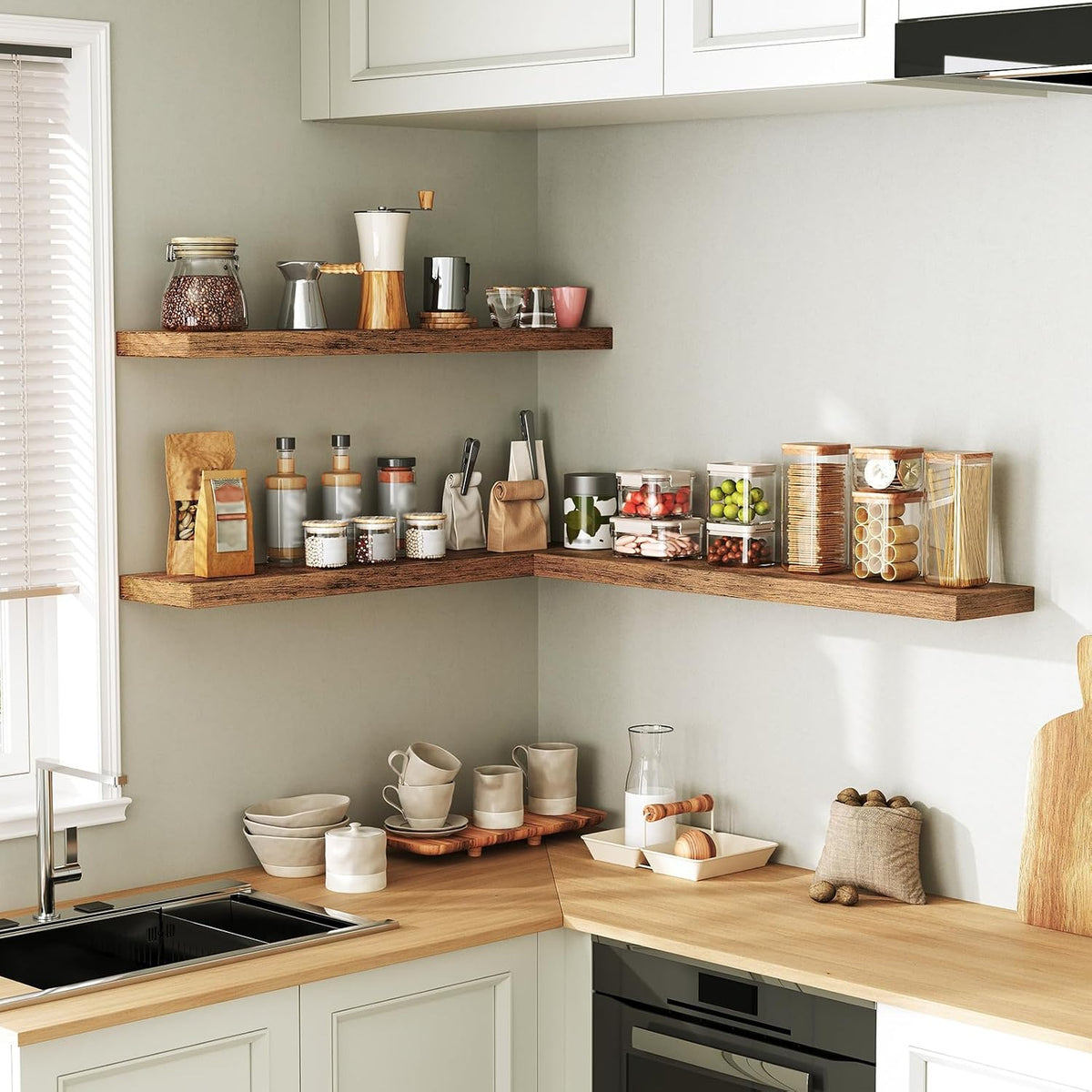 RALGEND Floating Shelves for Wall, 1.5" Thick Wall Shelf Set of 3 with I...