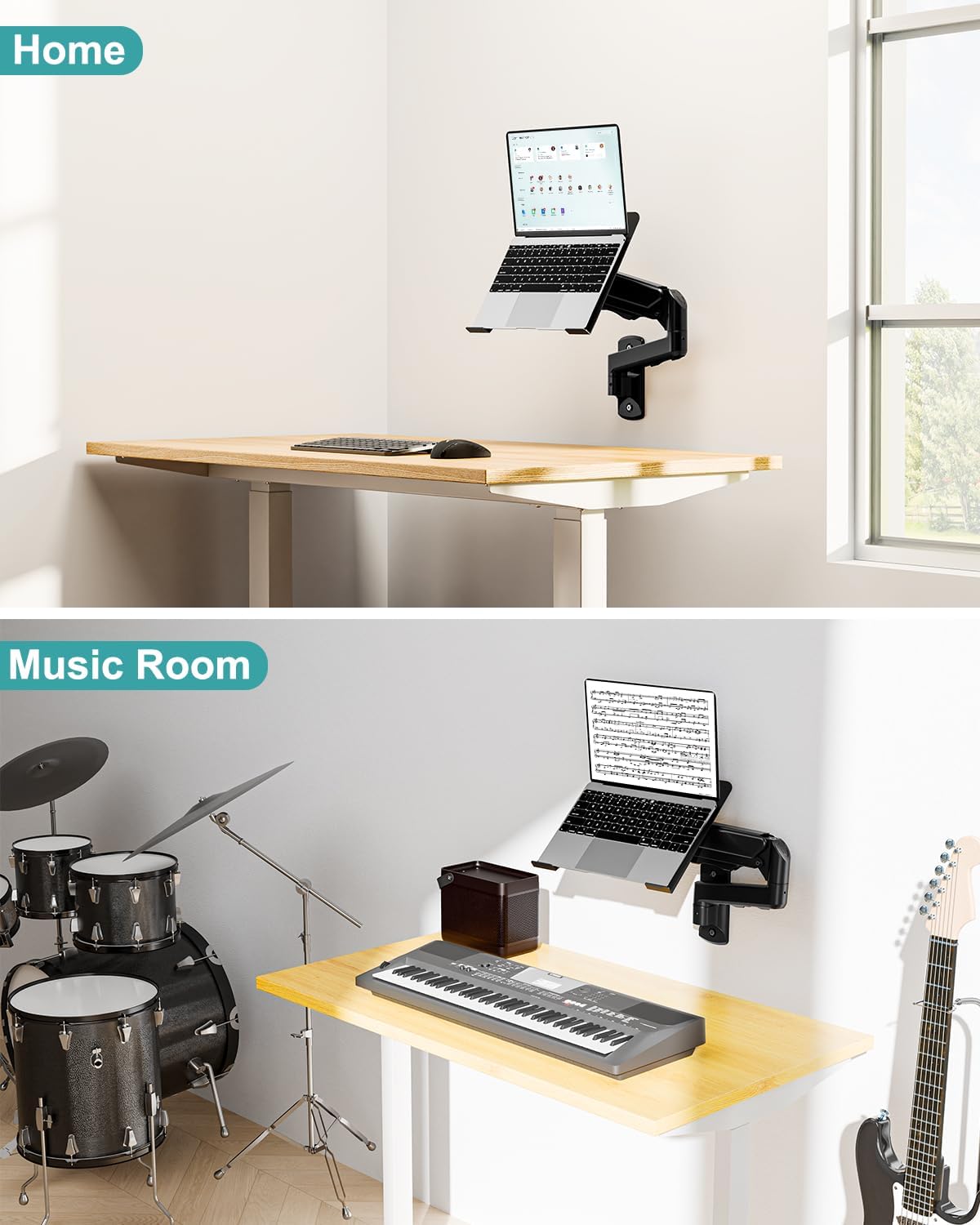 MOUNT PRO Laptop Wall Mount, 2-in-1 Monitor Wall Mount with Vented Tray for 1...