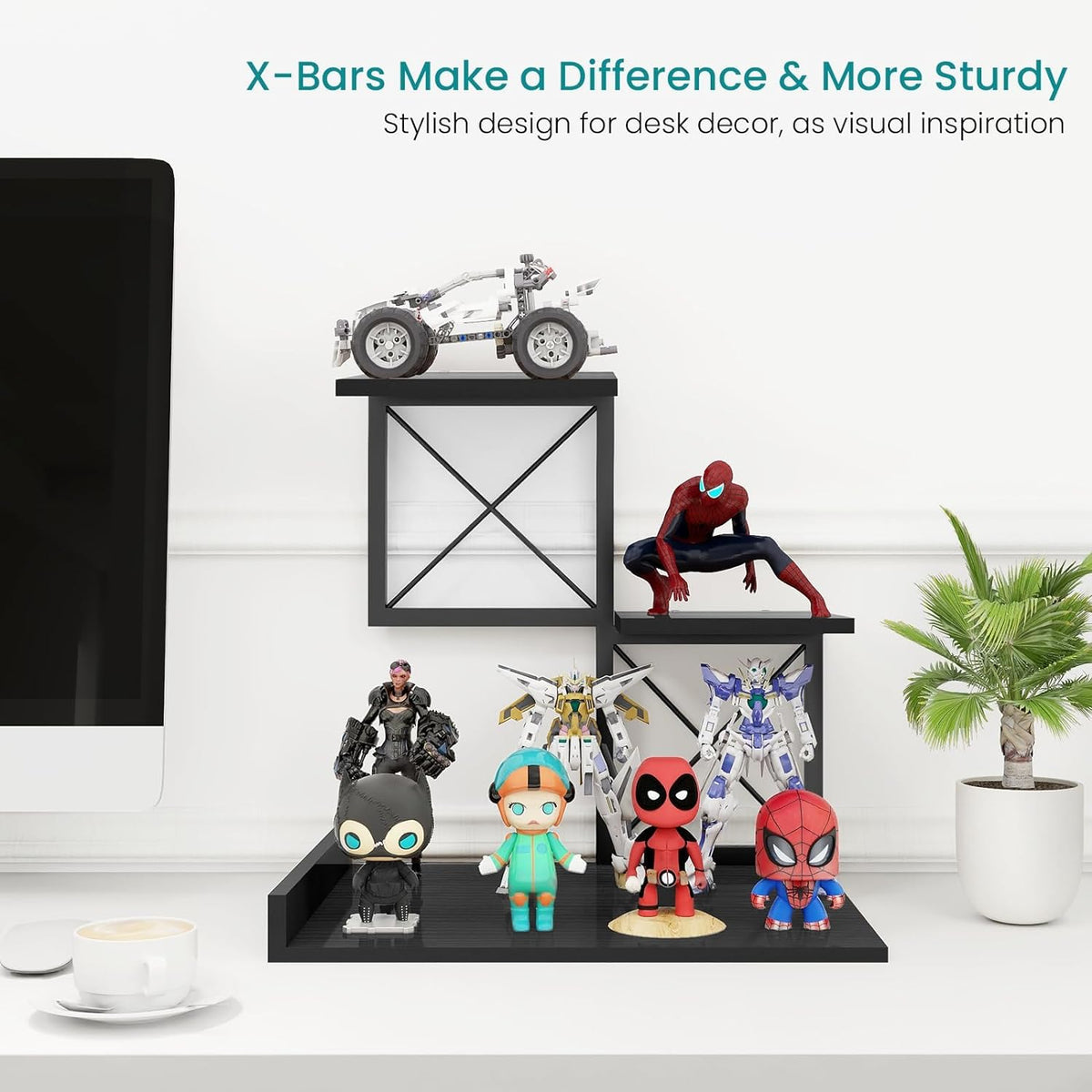 ELITEROO Wood Desktop Shelf, 3 Tier Desk Shelves Small Bookshelf Organizer, O...
