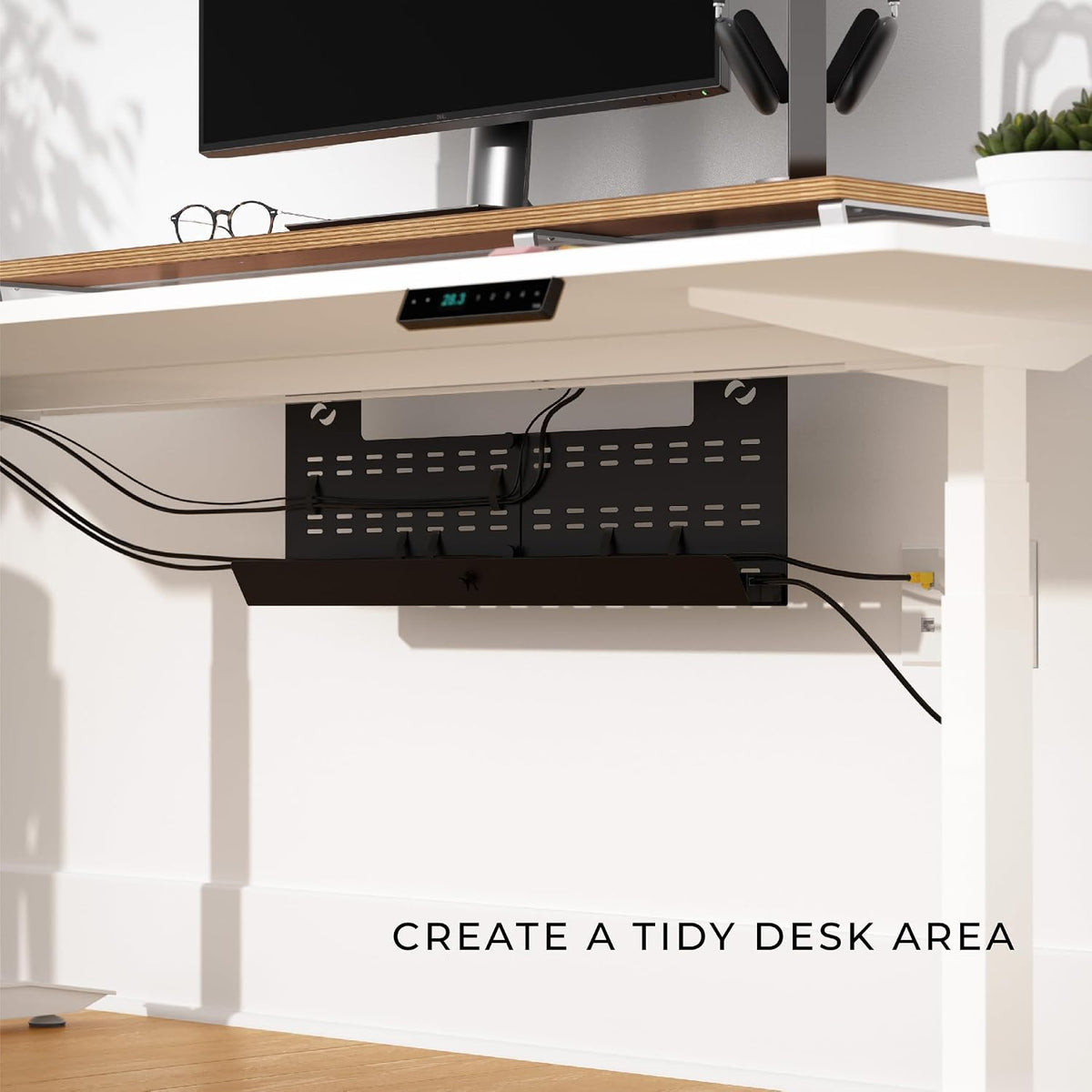 HumanCentric Under Desk Cable Management Tray & Cord Raceway, Black