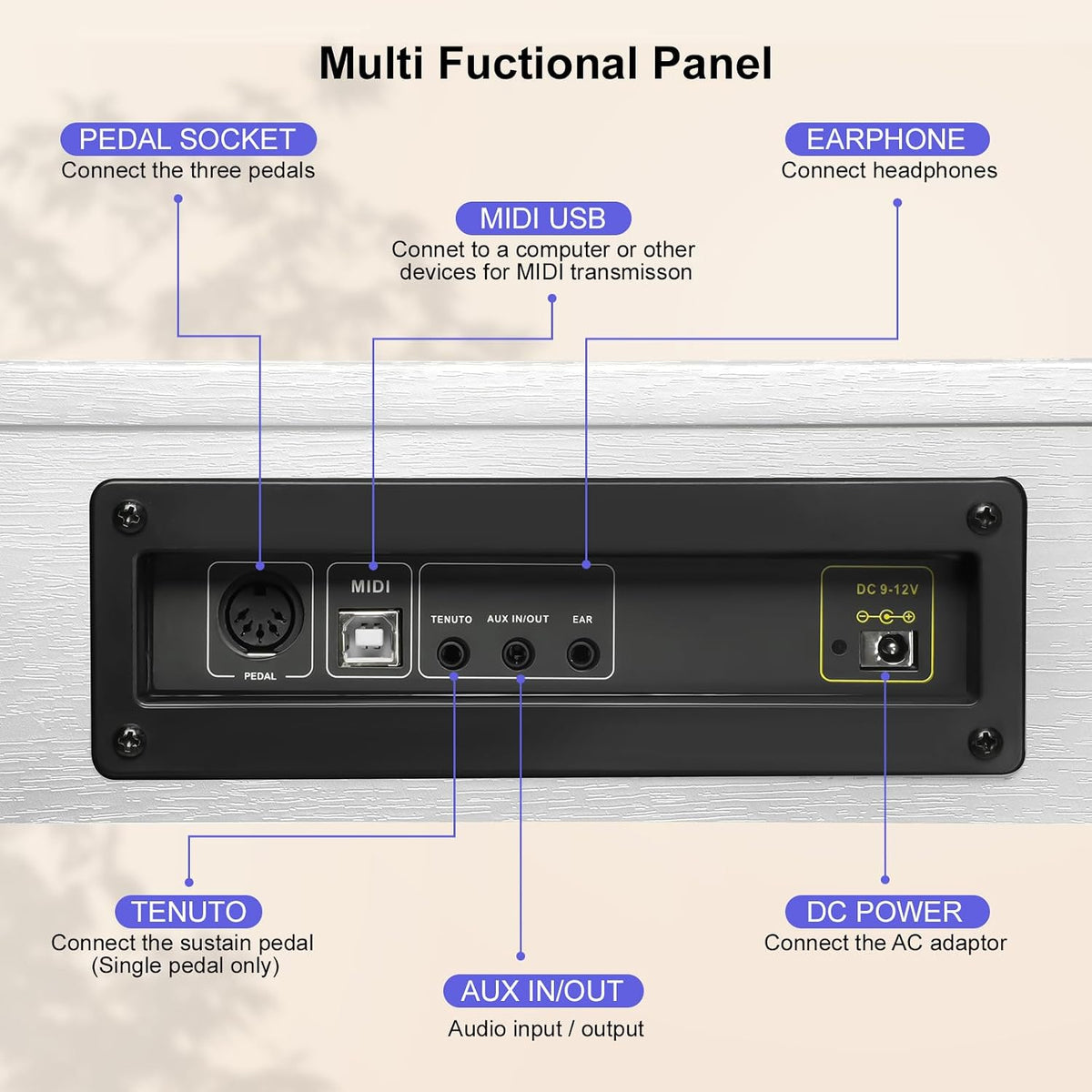 Digital Piano Keyboard 88 key,Semi-Weighted Electric Piano,Wooden Desk Full S...