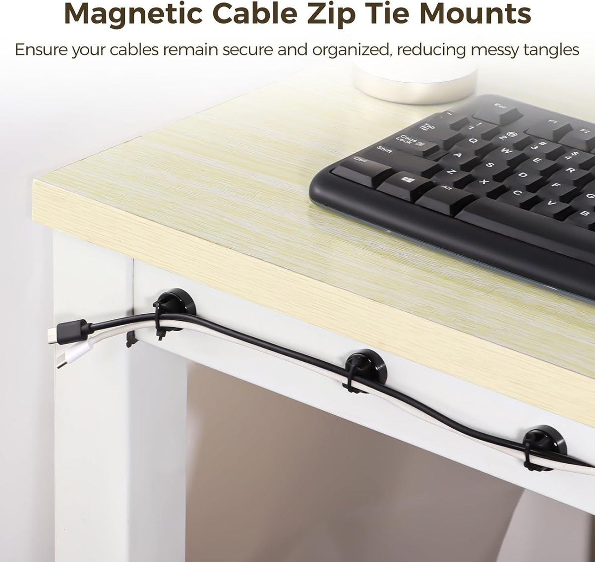 Magnetic Cable Zip Tie Mounts, 50 Pcs Magnets with 200 Pcs Cable Zip Ties, Mu...
