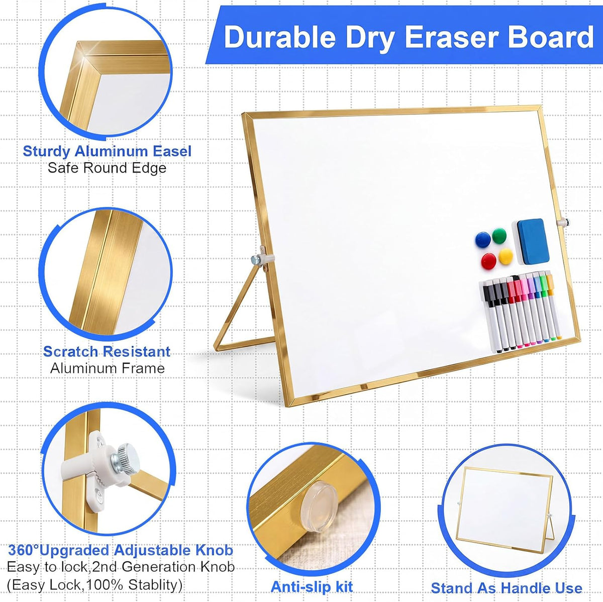 Lincia 16x20inch Sturdy Portable Dry Erase White Board, Magnetic Double Sided...