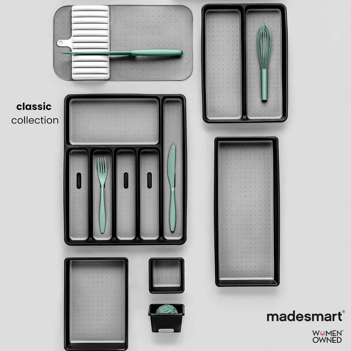 madesmart Classic Expandable Compartment Utensil Tray, Granite