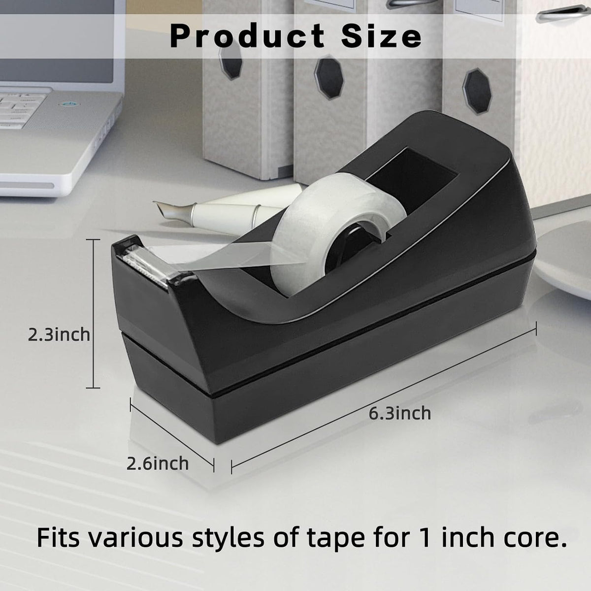 10 Pack Black Desktop Tape Dispenser Bulk - Tape Not Included