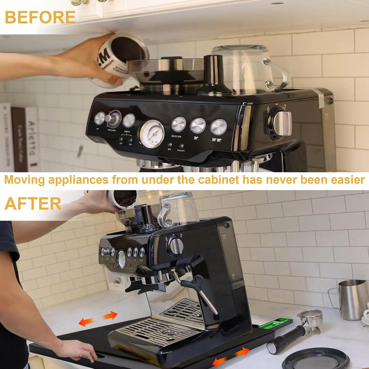 MinBoo Bamboo Appliance Slider,Sliding Tray for Coffee Maker, Kitchen Counter...