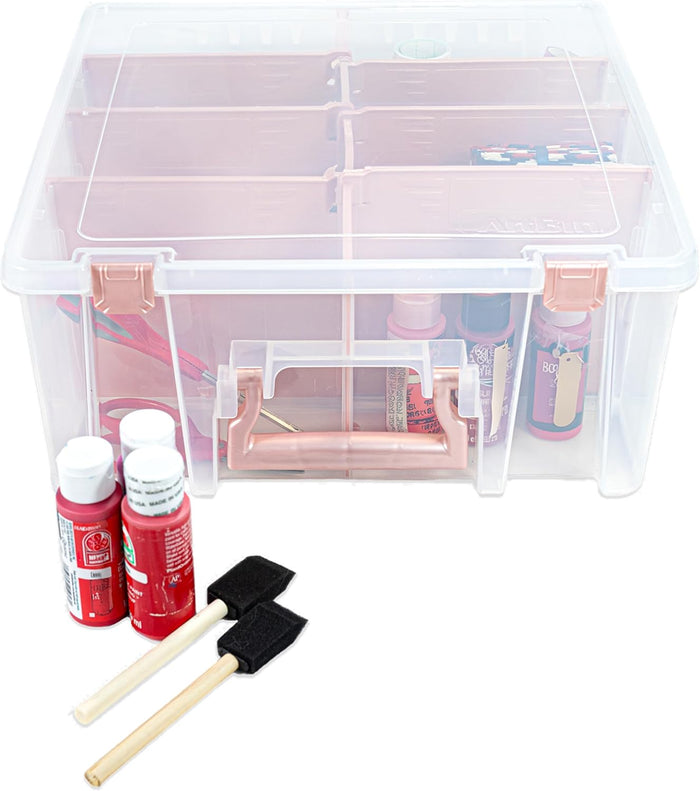 ArtBin Super Satchel Double Deep, 8-Compartment Box, Rose Gold Accents