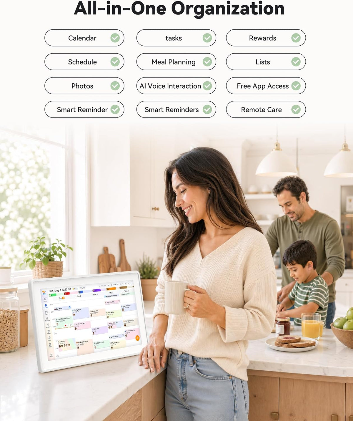 Digital Calendar,15.6-inch Digital Wall Planner & Chore Chart, Touchscree...