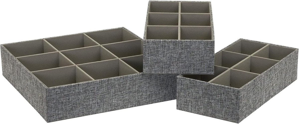 Household Essentials 3 Piece Drawer Organizers Starter Set, Customizable Inse...