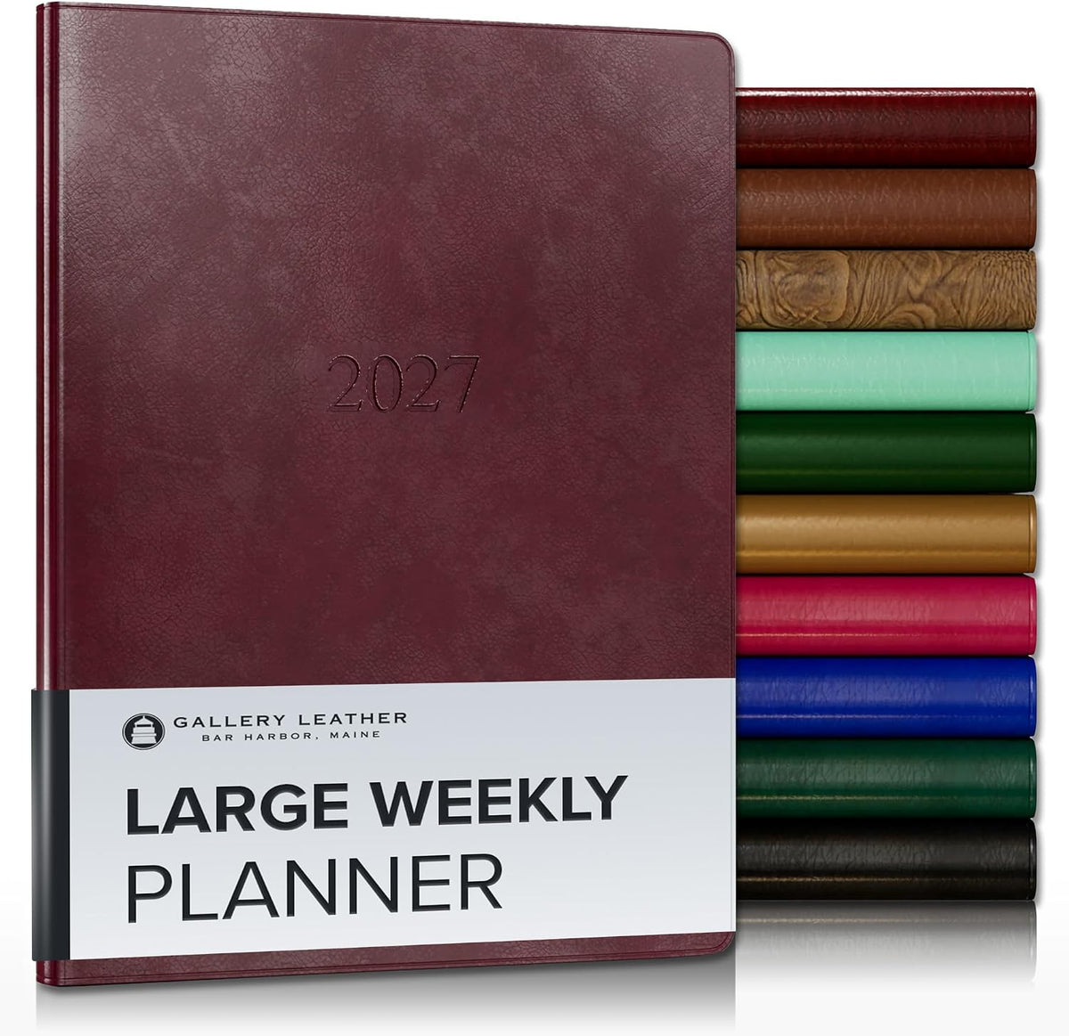 Gallery Leather Large Weekly Planner 2026-2027 Acadia Burgundy