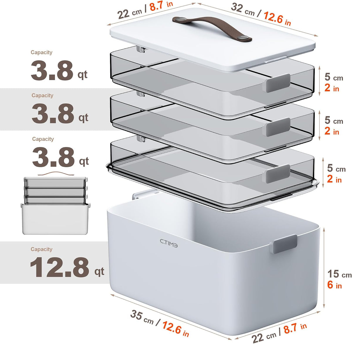 CTIME 4-Tier Medicine Organizer - Portable Medicine Cabinet with Handle