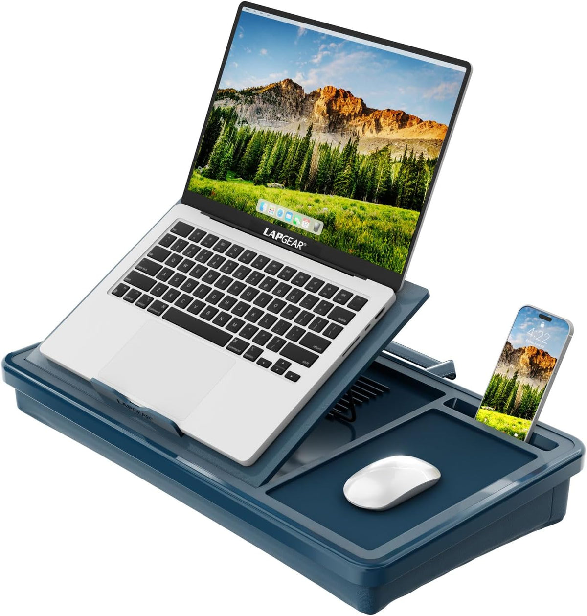 LAPGEAR Ergonomic Pro Lap Desk – Denim Blue, Fits 15.6" Laptops