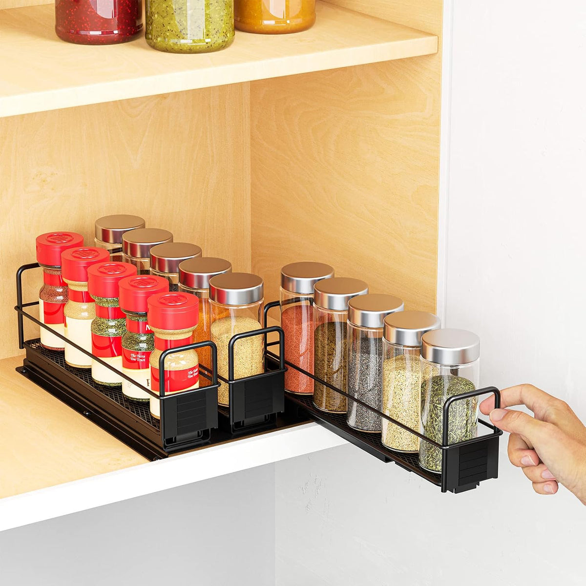 SpaceAid Pull Out Spice Rack Organizer for Cabinet, Heavy Duty Slide Out Seas...