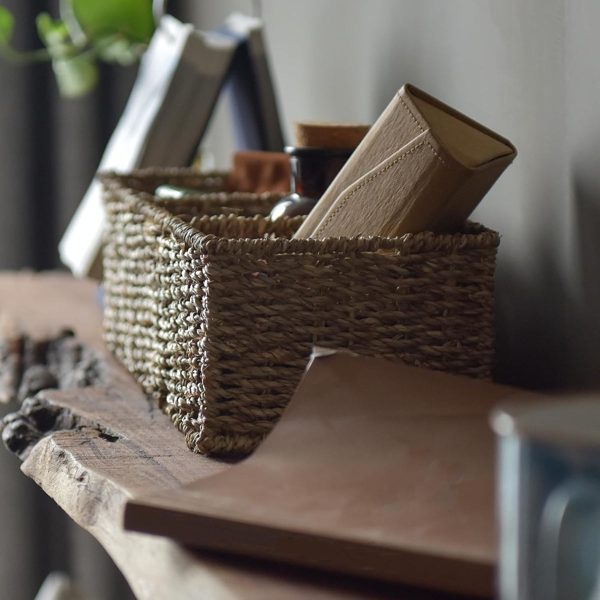StorageWorks Wicker Toilet Basket Tank Topper, Seagrass Storage Baskets
