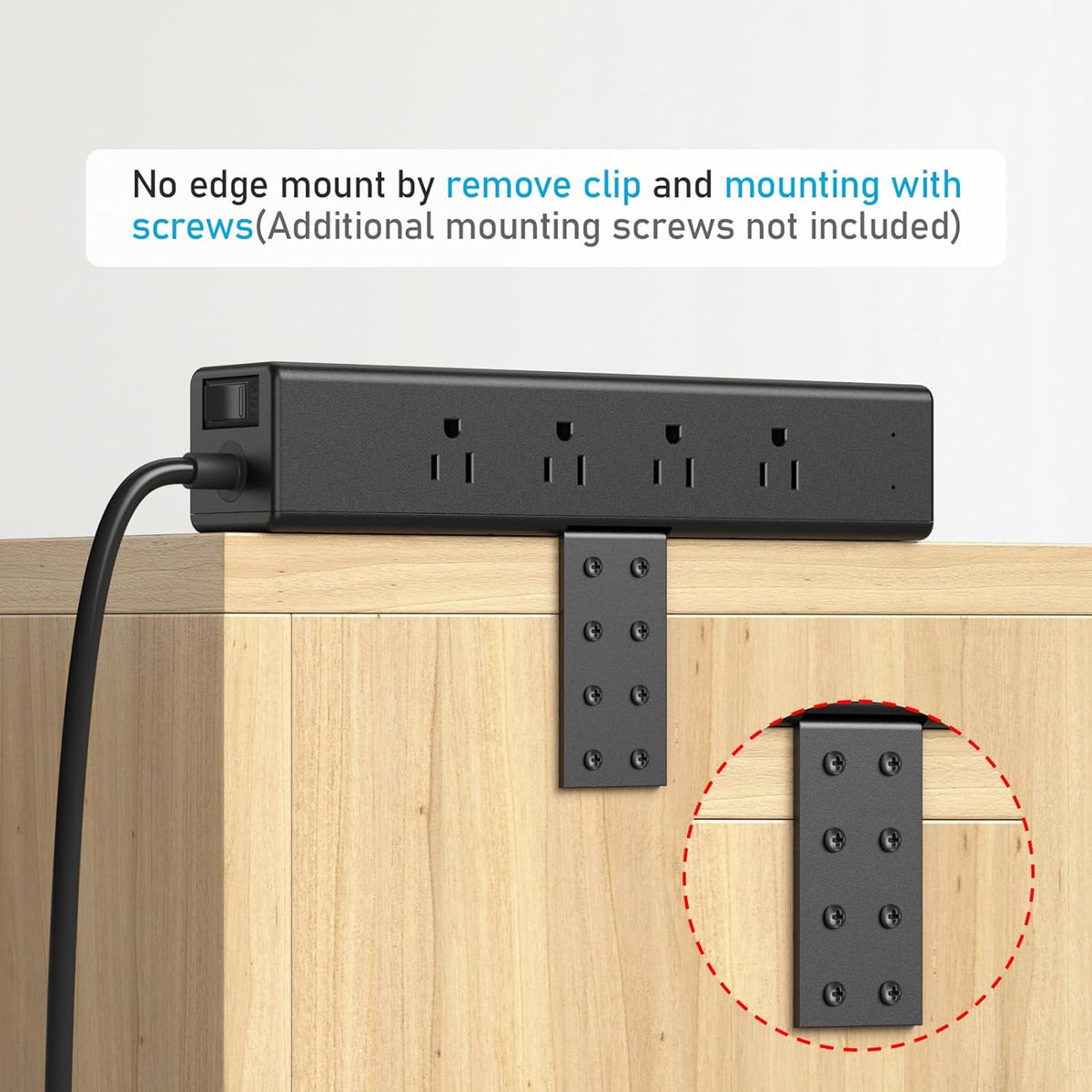 CCCEI 45W Per Side USB-C Desktop Outlet Station, Clamp Power Strip Surge Prot...