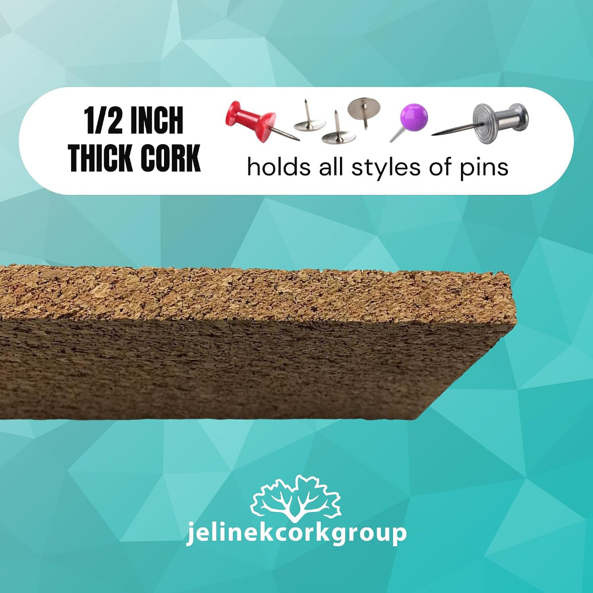 Jelinek Cork Thick Bulletin Board Strips (8 Pack) 36 x 3.5 x 0.5 Inches