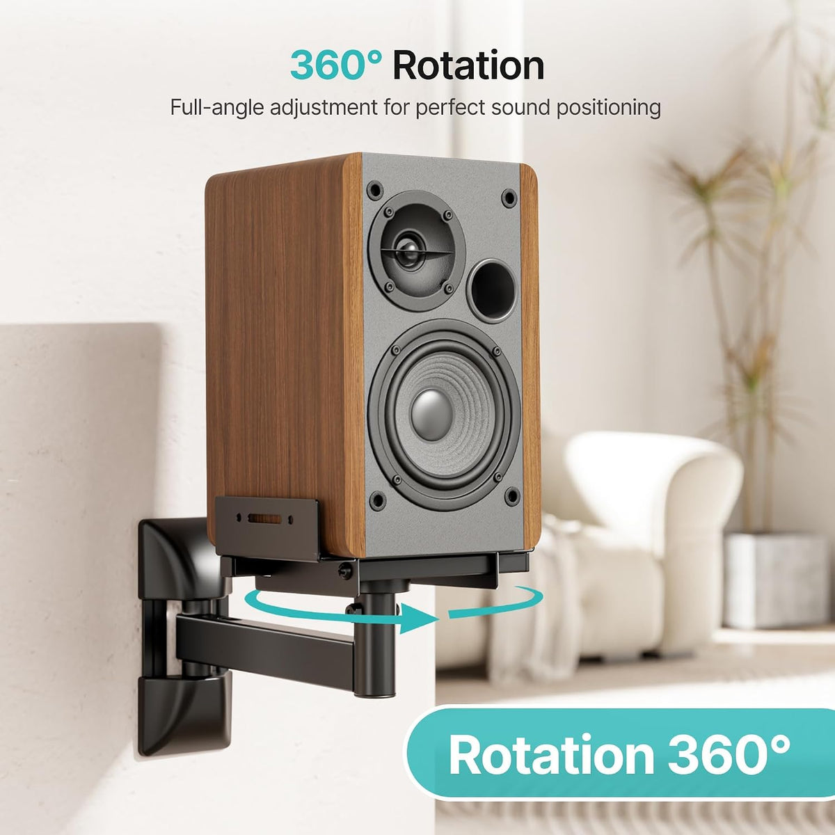 Speaker Wall Mounts, 55 lbs Capacity, Widths from 5.1” to 11.2”,1 Pair