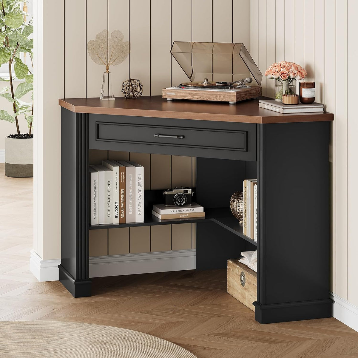 SEDETA Farmhouse Corner Desk for Small Space, White Small Computer Desk