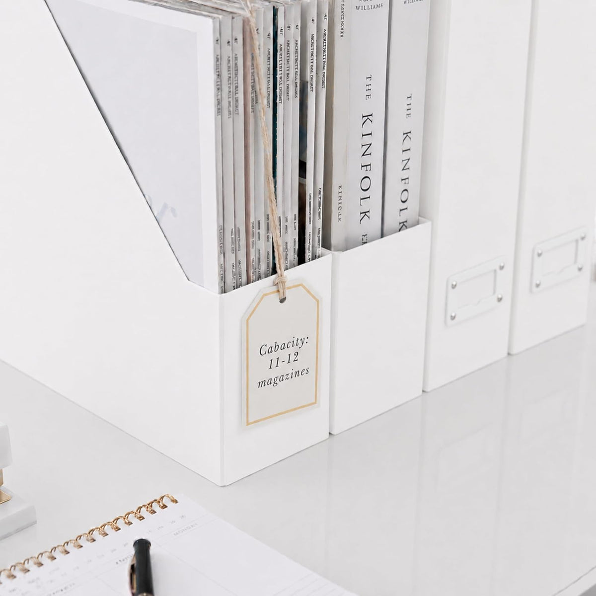 BLU MONACO Set of 6 Foldable White Magazine File Holders | Vertical Desk File...