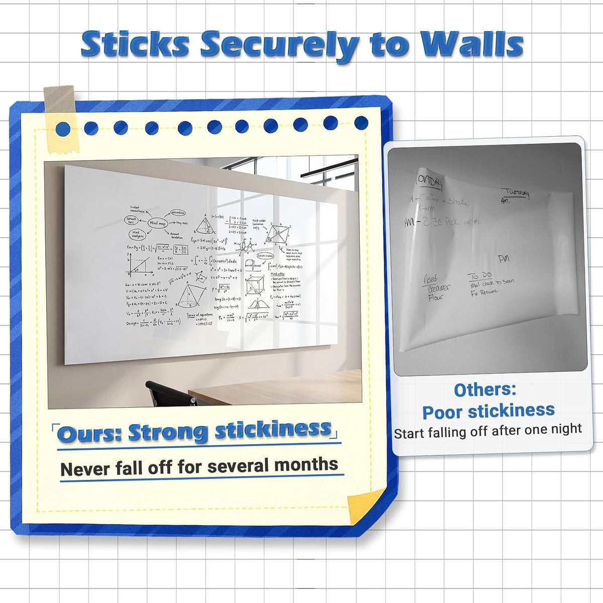 AFMAT WS48 Dry Erase Whiteboard Paper, Large White Board Stickers for Wall, 8...