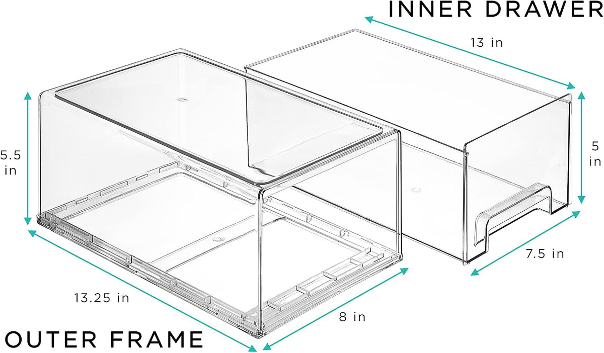 Sorbus Clear Stackable Storage Drawers with Pull-Out Bins (Large, 2 Pack)