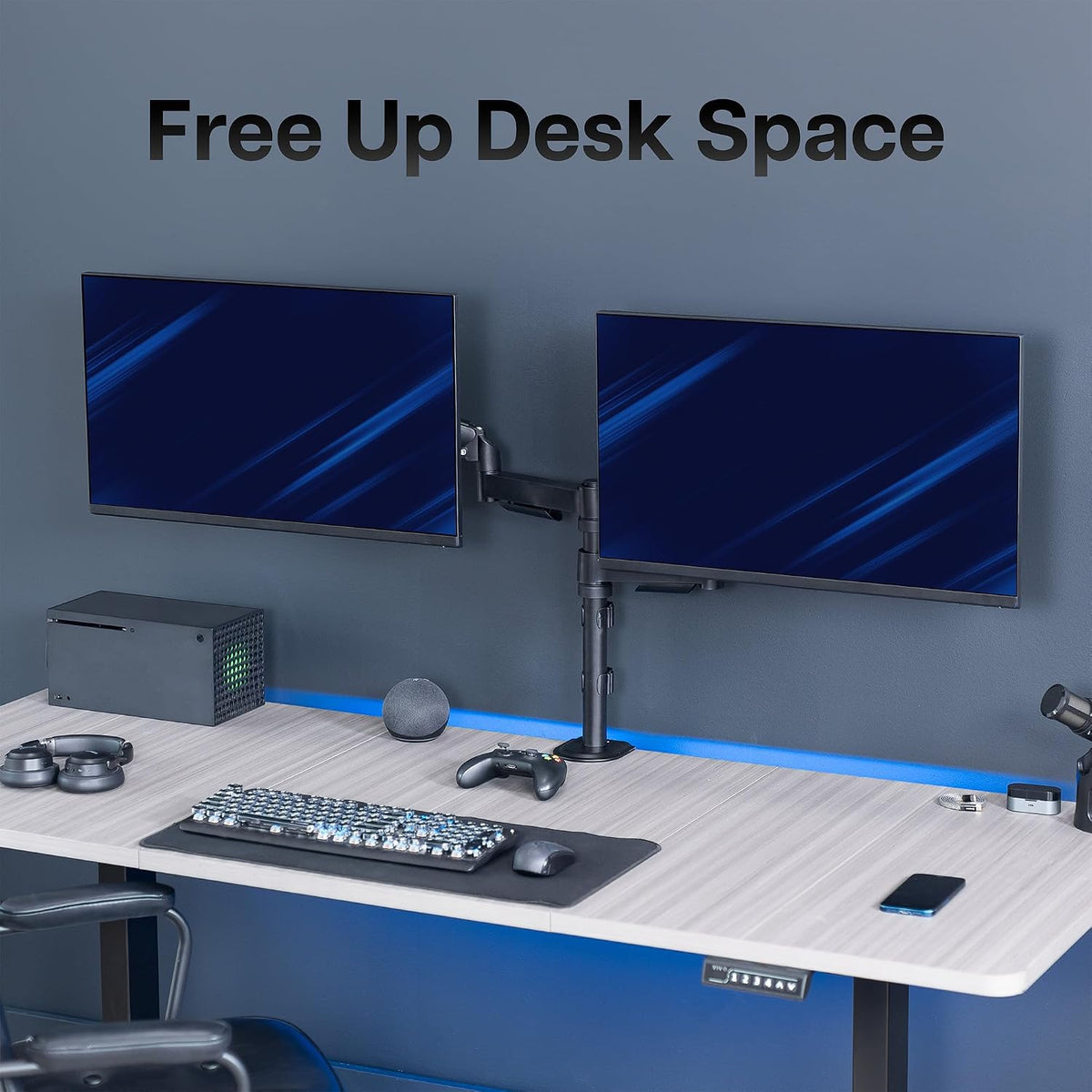 VIVO 17 to 32 inch Dual Mechanical Monitor Mount, 2 Tension Spring Arms, Adju...