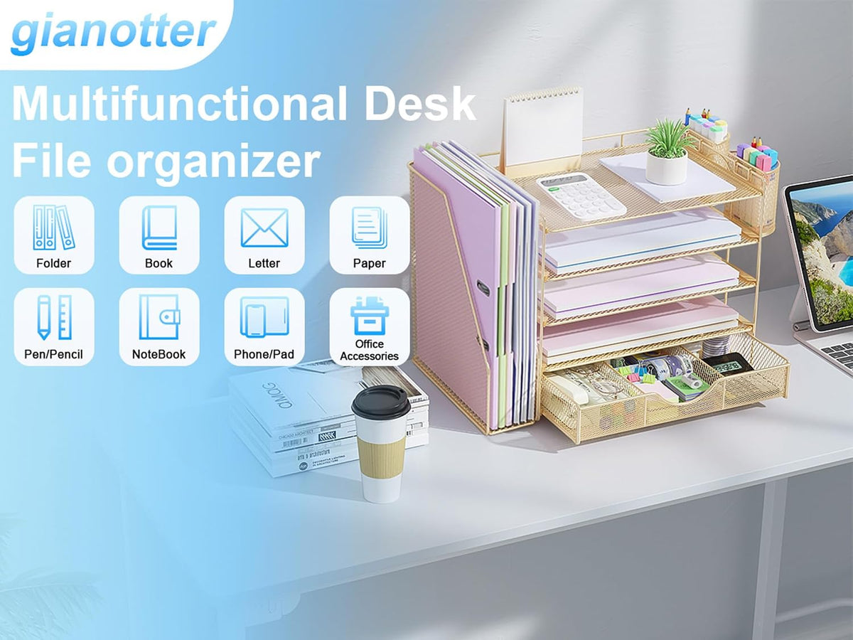 gianotter 5-Tier Desk Organizer with Drawers and File Holders
