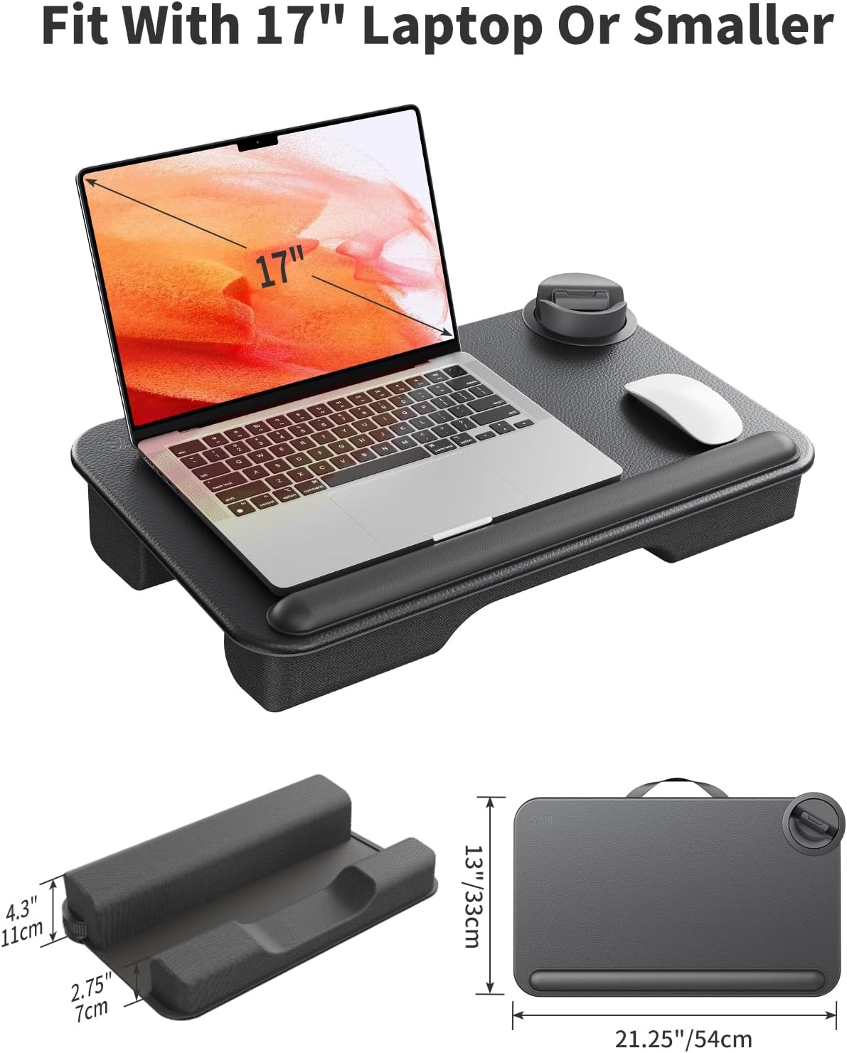 SAIJI Laptop Lap Desk with External Monitor Holder Fits Up to 17" Laptops