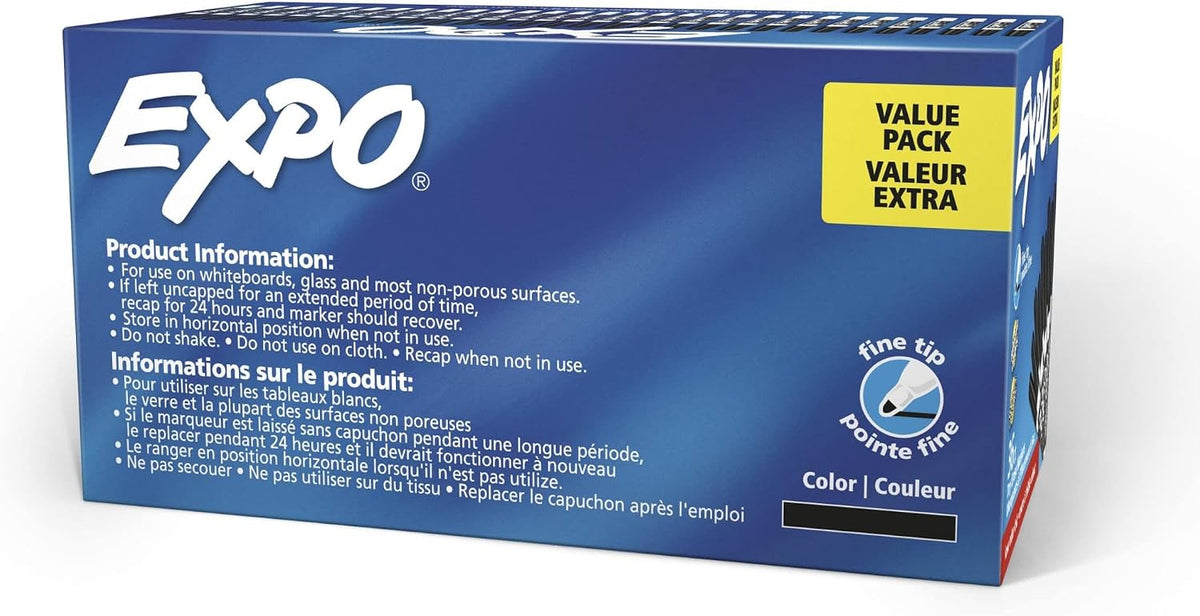 EXPO Dry Erase Markers, Low Odor Ink, Black, Fine Tip, 36 Count - Easily Eras...