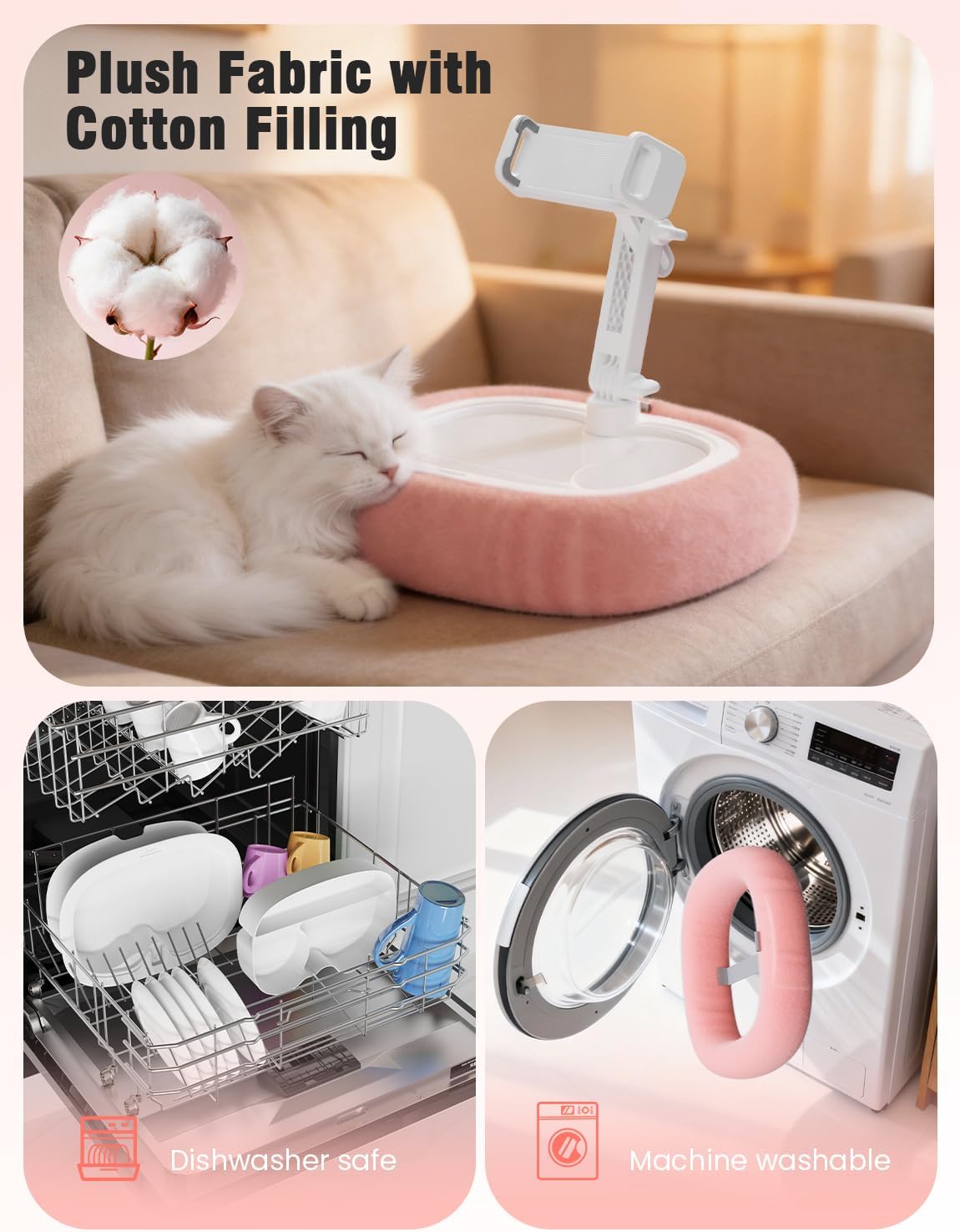 TAZENI Kindle Tablet Pillow Stand Accessories for Bed Reading, with 3 Trays