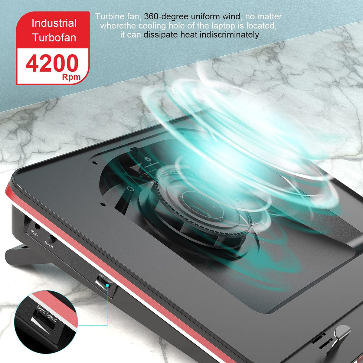 IETS GT500 Powerful Turbo-Fan (4200 RPM) Laptop Cooling Pad with Infinitely V...
