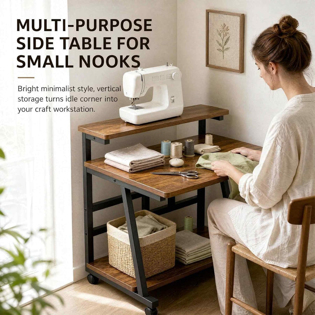 Rolling Computer Desk, 31.5 Inch Small Desks For Small Space, Portable Small ...