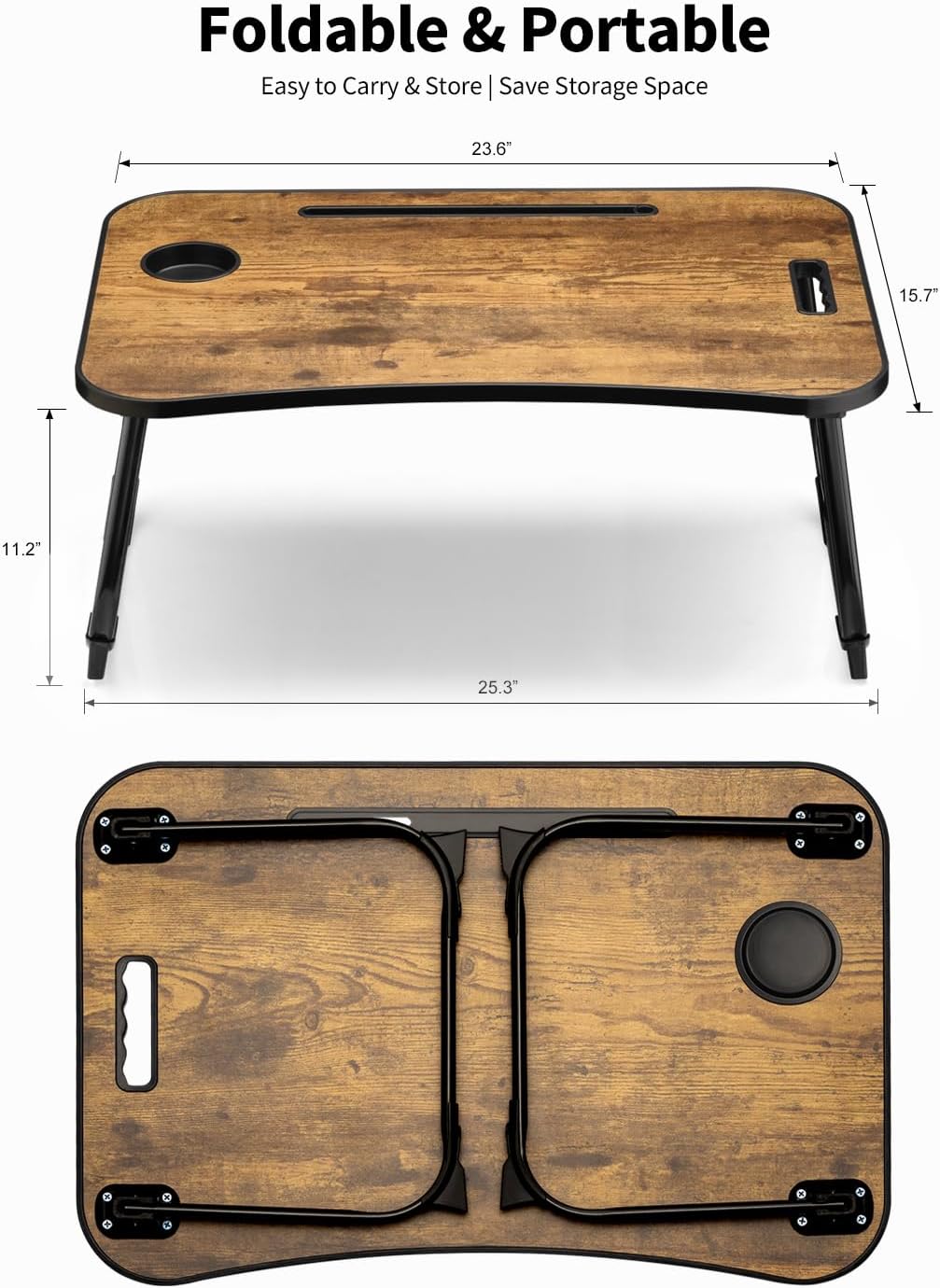 Ruxury Folding Lap Desk Bed Desk Laptop Table Tray, Breakfast Serving Tray, P...