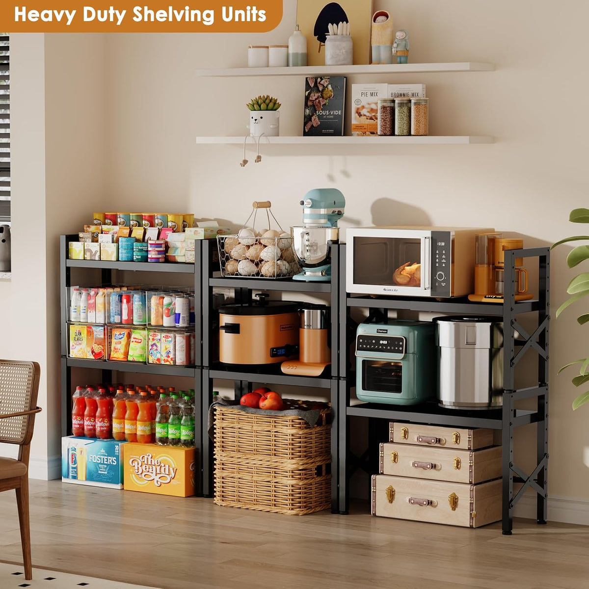 Expandable Pantry Shelves, 17-28 Inch Adjustable Kitchen Storage Shelf Organi...