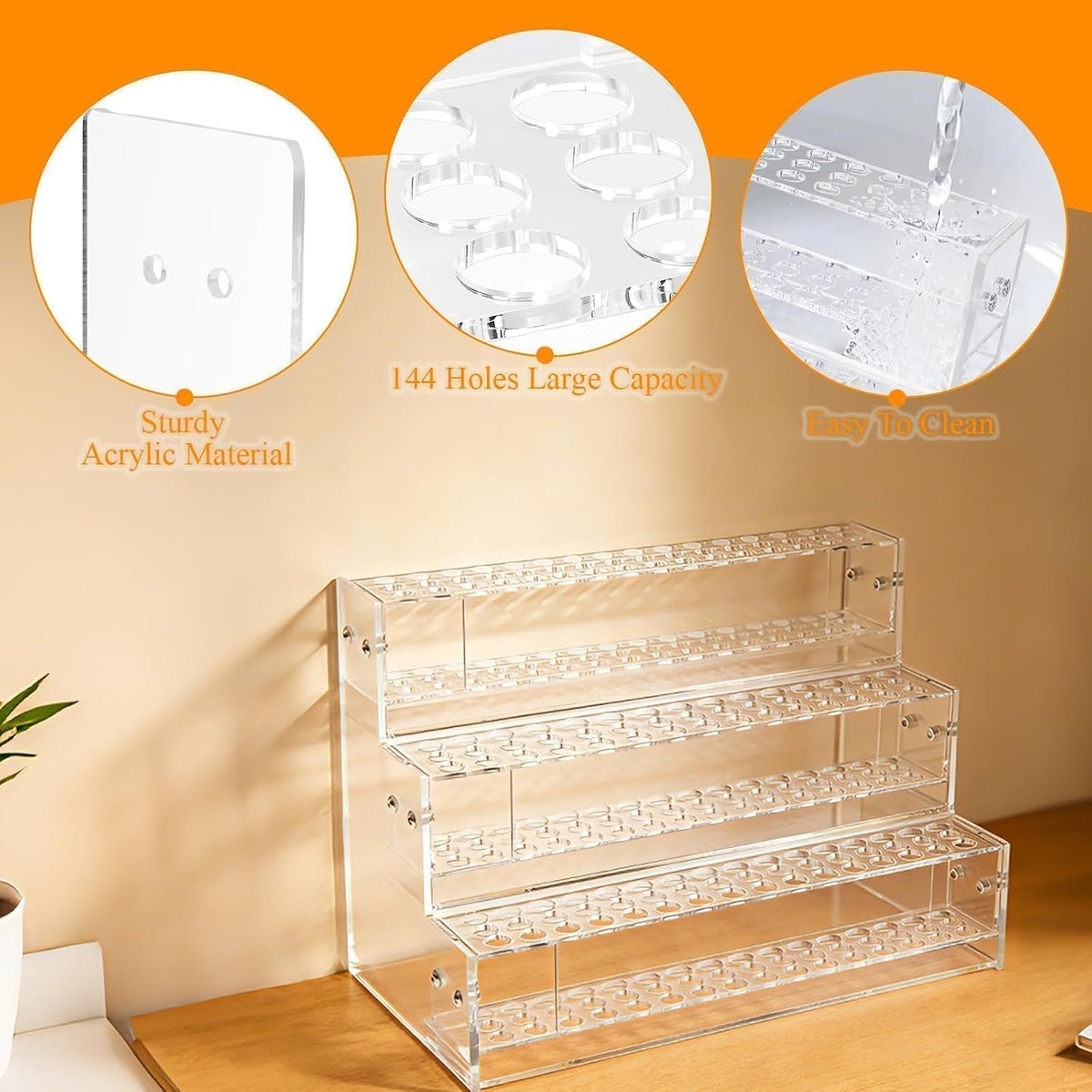 2pcs 144-Slots Pen Holder for Craft Shows,Acrylic Pen Display Stand Holders