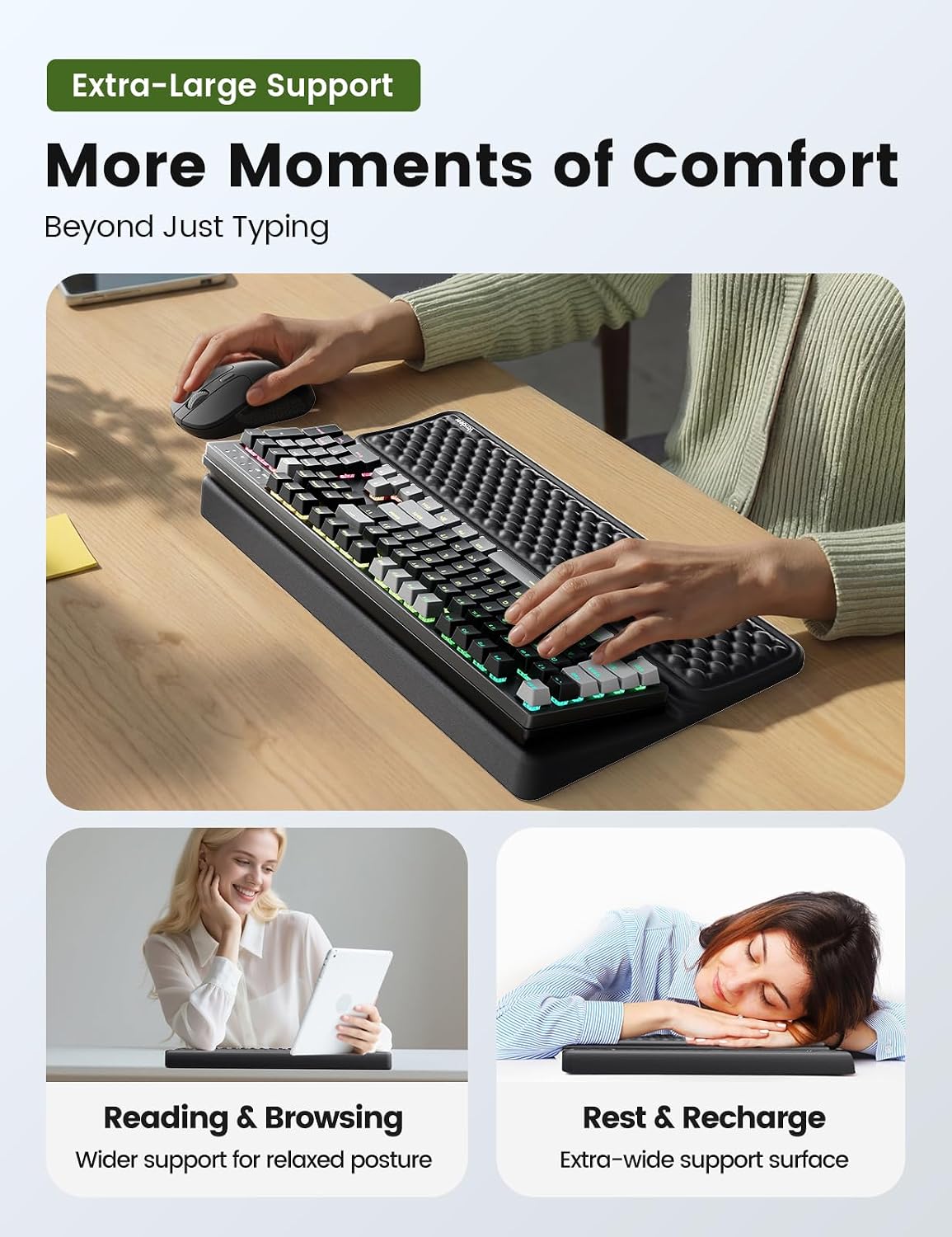 Vaydeer Extra-Large Wrist Rest with Keyboard Stand, Ergonomic Wrist Support P...