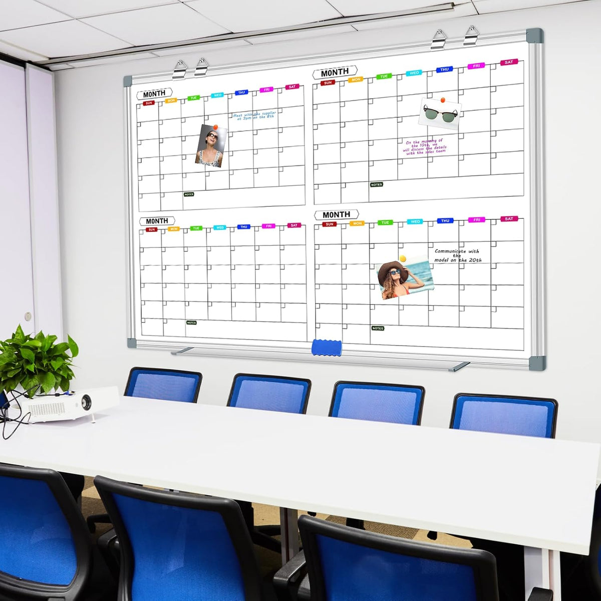 4 Month Large Magnetic Whiteboard for Wall, 60" x 40"