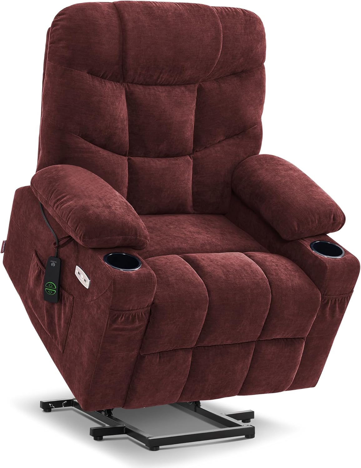 MCombo Power Lift Recliner for Elderly, Fabric 7287 (Burgundy, Medium)