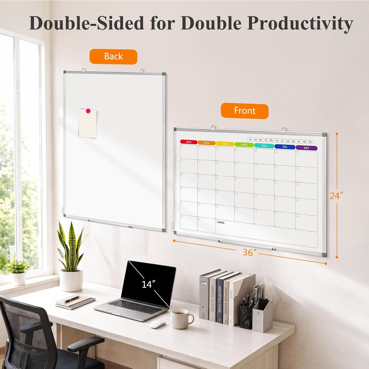 DOLLAR BOSS 36'' x 24'' Magnetic Whiteboard Calendar for wall...