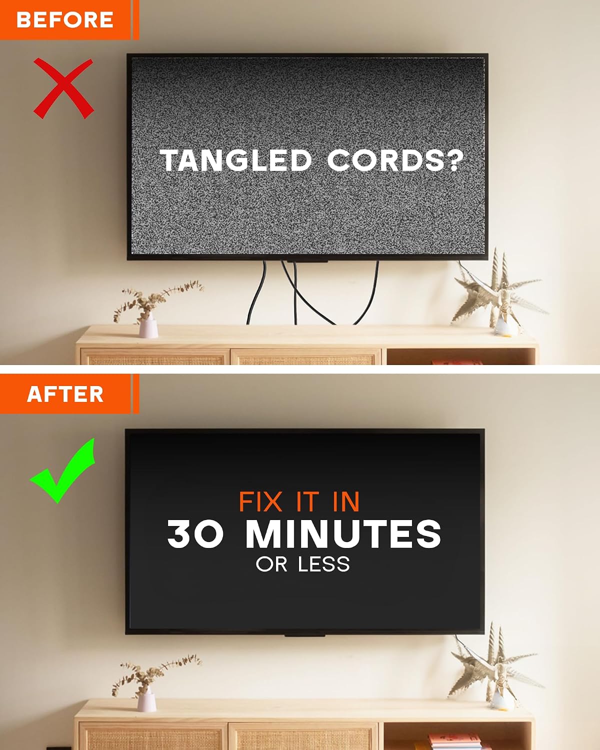 in-Wall Cable Management Kit - for TV & Soundbar - Cord Concealer & P...