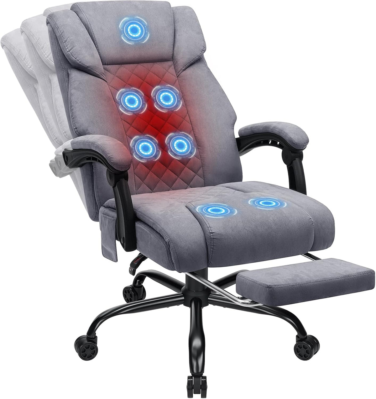 HOFFREE Massage Office Chair with Heat 7 Points Vibration(Grey Fabric)