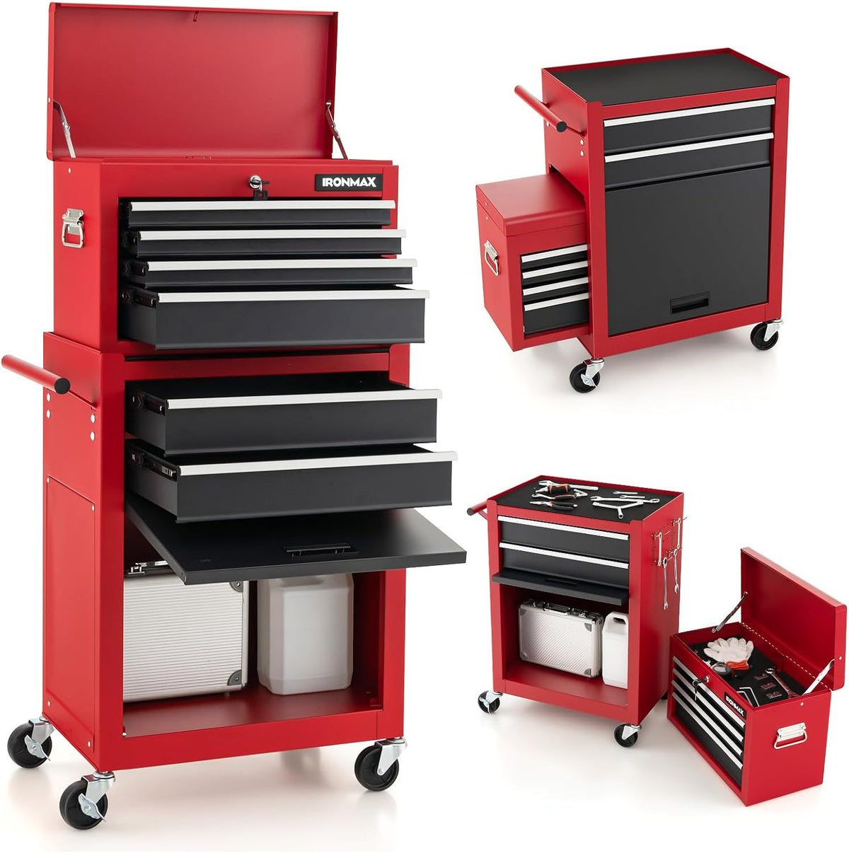 ERGOMASTER Rolling Tool Chest Cabinet Big Capacity Storage with Wheels and Lo...