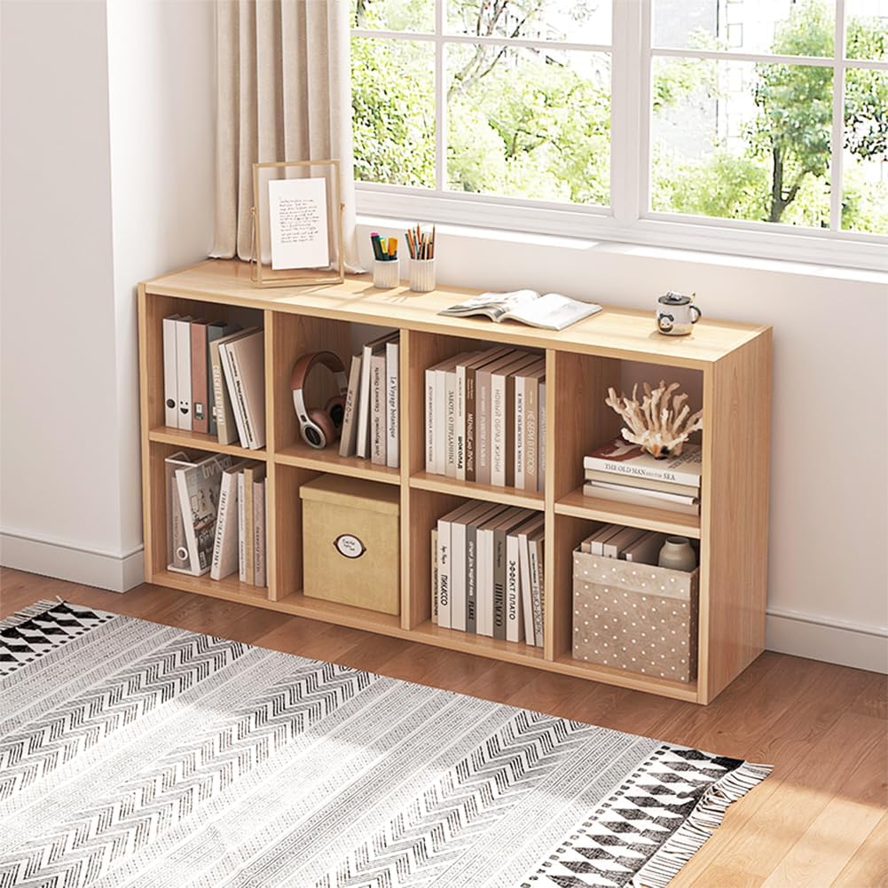 NELYE 8 Cube Organizer Bookcase Oak Open Shelf