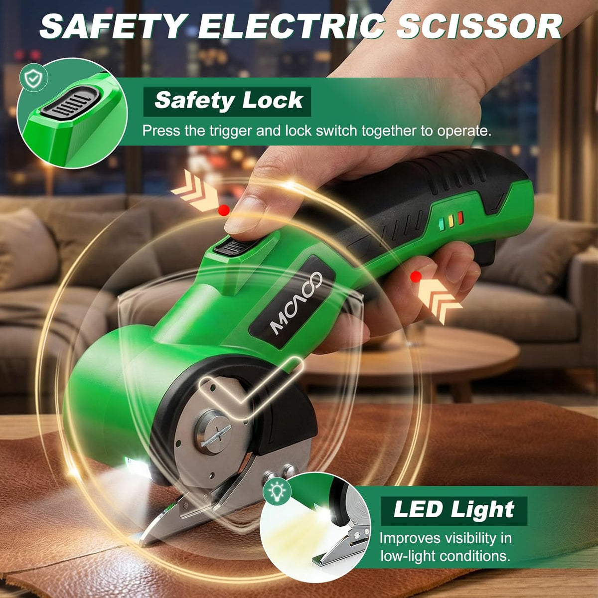 Cordless Electric Scissors, 4V Electric Cardboard Cutter with 2 Blades