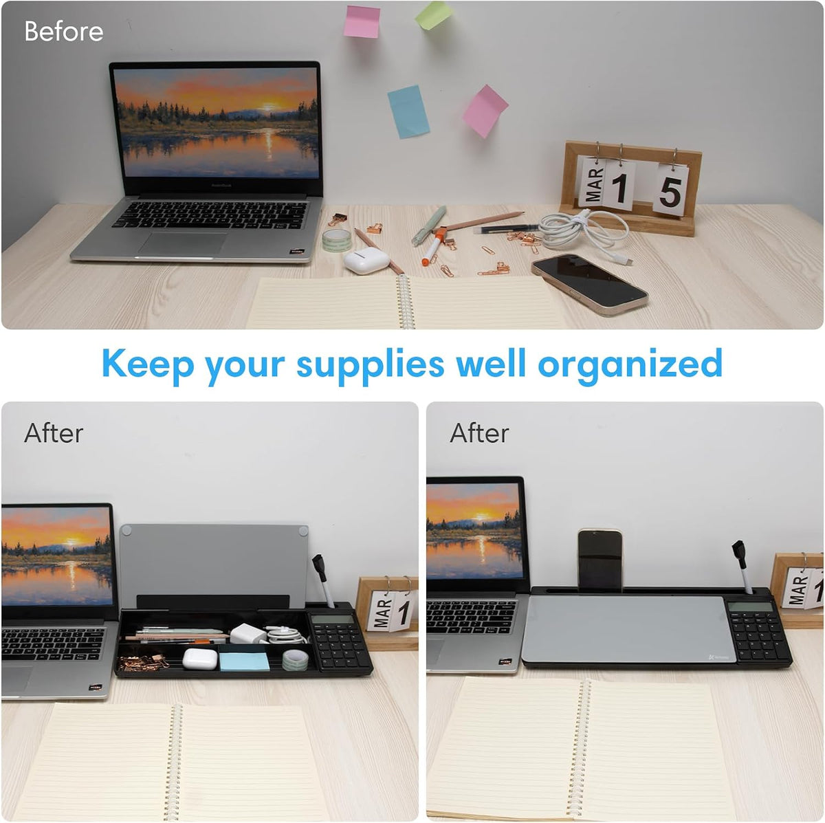 Varhomax Glass Desk Whiteboard with Calculator